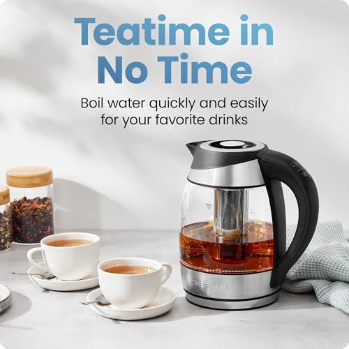 Chefman Glass Tea Kettle: Temperature Control, 5 Presets, LED Lights
