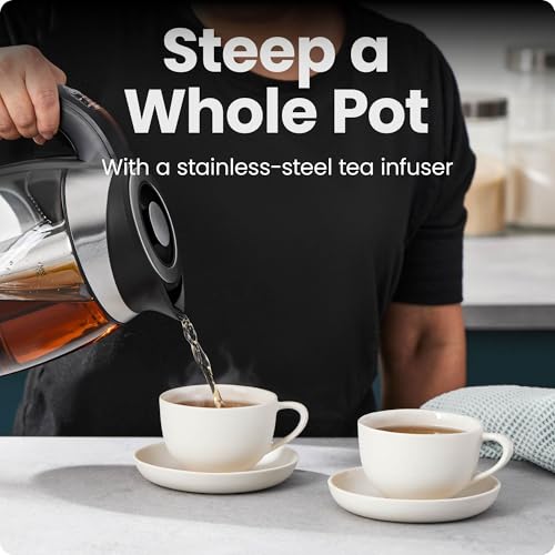Chefman Glass Tea Kettle: Temperature Control, 5 Presets, LED Lights
