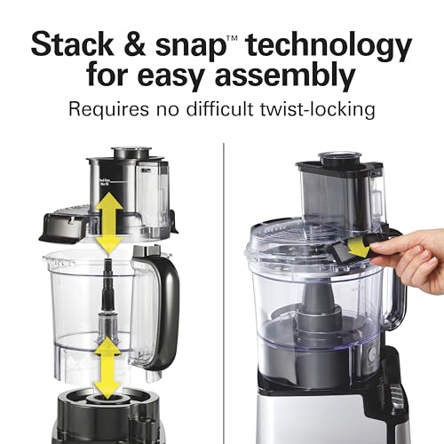 Hamilton Beach Food Processor & Chopper, BPA-Free, Stainless Blades, 12 Cup Bowl, 2-Speed Motor, Black - Kitchen Helper