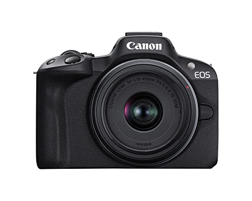 Canon EOS R50 Mirrorless Camera RF-S18-45mm Lens Kit, 24.2MP CMOS, 4K Video, Hybrid, Vlogging - RF Mount