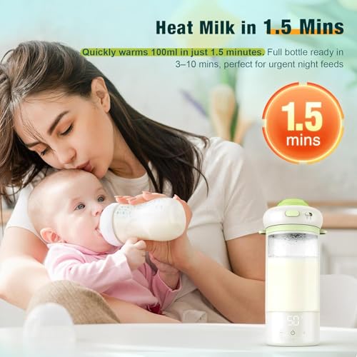 Yousmart Baby Bottle Warmer, Fast Heating, Precise Temp Control, Leak-Proof, USB Charging, Travel-Friendly