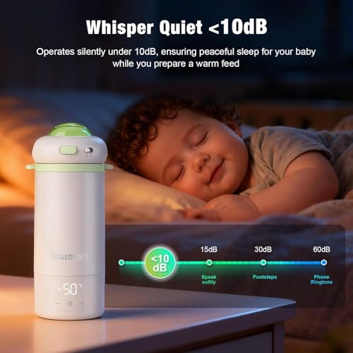 Yousmart Baby Bottle Warmer, Fast Heating, Precise Temp Control, Leak-Proof, USB Charging, Travel-Friendly