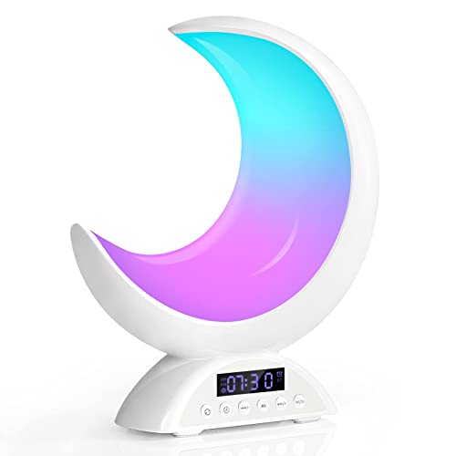 Moonie Moon Lamp Alarm Clock, Cute RGB Light, Scene & Music Modes, Perfect Night Lamp for Kids/Adults, Touch Dimmable Lighting