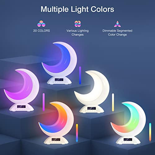 Moonie Moon Lamp Alarm Clock, Cute RGB Light, Scene & Music Modes, Perfect Night Lamp for Kids/Adults, Touch Dimmable Lighting