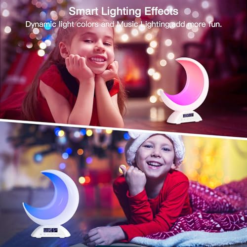 Moonie Moon Lamp Alarm Clock, Cute RGB Light, Scene & Music Modes, Perfect Night Lamp for Kids/Adults, Touch Dimmable Lighting