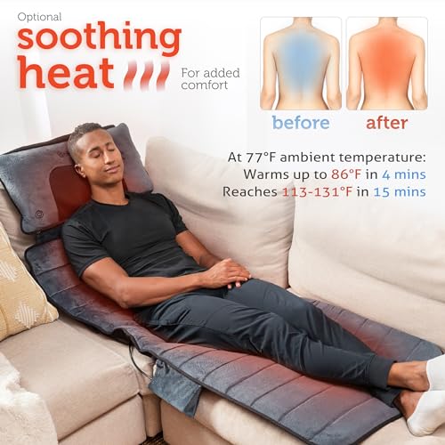 COMFIER Massage Mat, Movable Neck Pillow, Vibrating Motors & Heating Pads, Back Pad, Father's Day Gifts