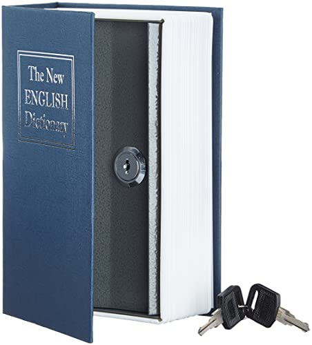 Amazon Basics Book Safe Key Lock Medium Blue 8 inch - Hidden Home Security Box