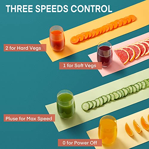 Juilist 3" Wide Mouth Juicer Extractor - 800W Power, 3-Speed, Easy to Clean - Ideal for Vegetables and Fruits