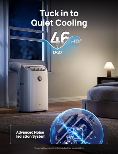 Dreo 12,000 BTU Portable Air Conditioner for Bedroom - Quiet Cooling, Smart App Control, Timer, Fan, Dehumidifier - Room AC Standalone
