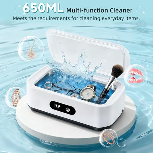 Sonic Jewelry Cleaner - 650ML Ultrasonic for Eyeglass, Watches