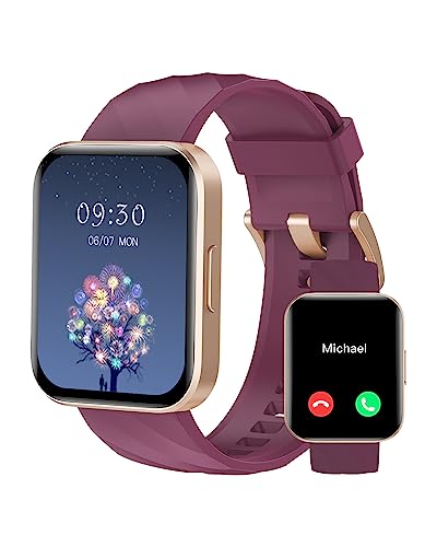 RUIMEN Smart Watches - Answer/Make Calls - 1.85" HD Screen Fitness Tracker - Heart Rate Monitor - 100+ Sports - Waterproof - Purple