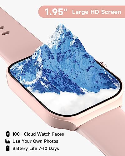 TOOBUR Women's Smart Watch with Alexa, 1.95 inch Fitness Tracker, Calls, IP68 Waterproof, Heart Rate, Sleep Tracker. 100 Sport Modes. Android iOS.