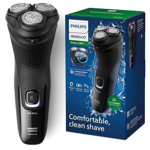 Norelco Shaver 2400: Wet/Dry Electric Shaver, Pop-up Trimmer - Deep Black