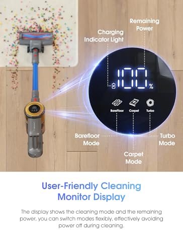 Brand Cordless Stick Vacuum 45KPA 450W, Wall-mounted Charging, Anti-Tangle, Pet Hair Cleaner