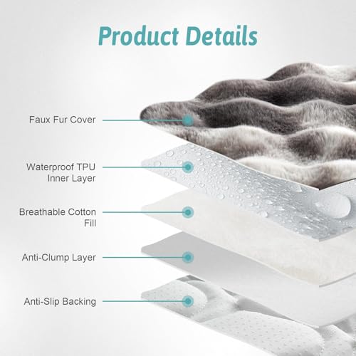 COZY KISS Faux Fur Pet Sofa Cover, Washable & Soft, Liquid-Proof Cat Mat, Anti-Slip, 70x177cm, Tie-Dye Grey