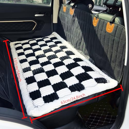 Deluxe Truck Plaid Dog Bed Mat for Car Back Seat, Non-Slip Pet Cover