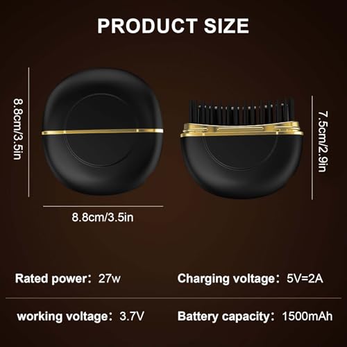 Colexy Direct Mini Wireless Hair Straightener Brush, Portable Black - Ceramic & Tourmaline Plates, 3 Heat Settings, Quick Heat