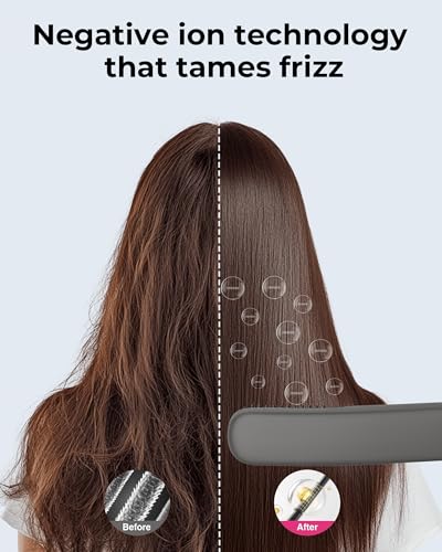 Portable Cordless Hair Straightener Brush, Mini Hot Brush for Women, USB-C Rechargeable, 200 Million Negative Ions