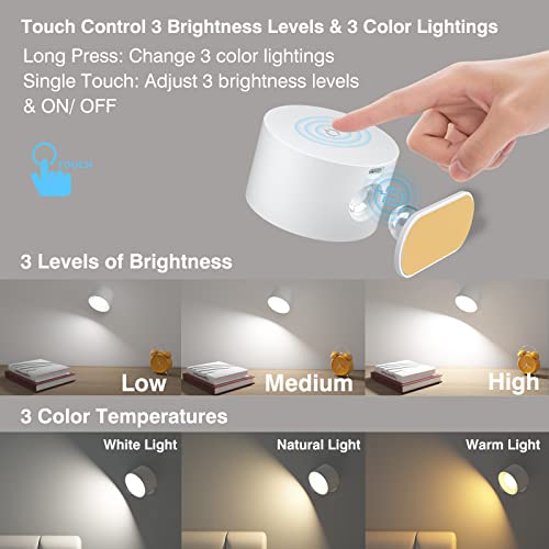 Coollamp LED Wall Light: 3 Color Modes, Magnetic Touch Control