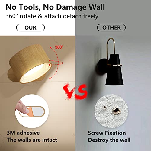 Koopala LED Sconces, Wall Lamps, USB Rechargeable, 3 Color Temps