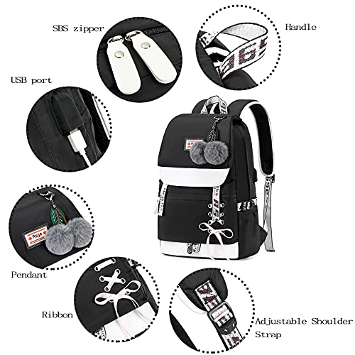 Asge Girls Nylon Backpack: Waterproof School Bag for Teens