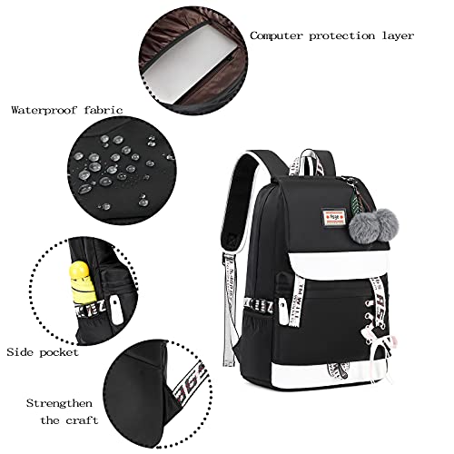 Asge Girls Nylon Backpack: Waterproof School Bag for Teens