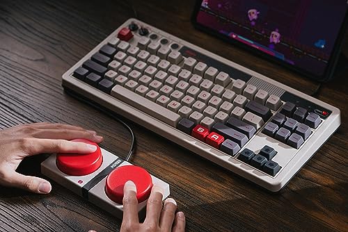 8Bitdo Retro Mechanical Keyboard: Bluetooth Gaming Keyboard with 87 Keys, Hot Swappable, Dual Programmable Buttons