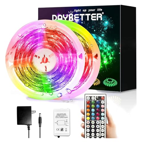 DAYBETTER Waterproof LED Strip Lights Kit, Color Changing 300 LEDs, 32.8ft, Remote, Power Supply - Indoor/Outdoor