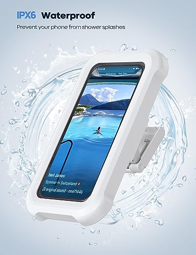 Lamicall Waterproof Shower Phone Holder - 480ยฐ Rotation Wall Mount, Anti-Fog, HD Touchscreen - Bathroom Bathtub Kitchen - Fits 4-7 inch Phone