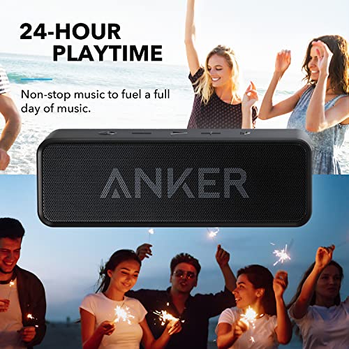 Anker Upgraded Bluetooth Speaker: Waterproof, Stereo Sound, 24H Playtime - Portable Wireless Speaker for iPhone, Samsung (Black)