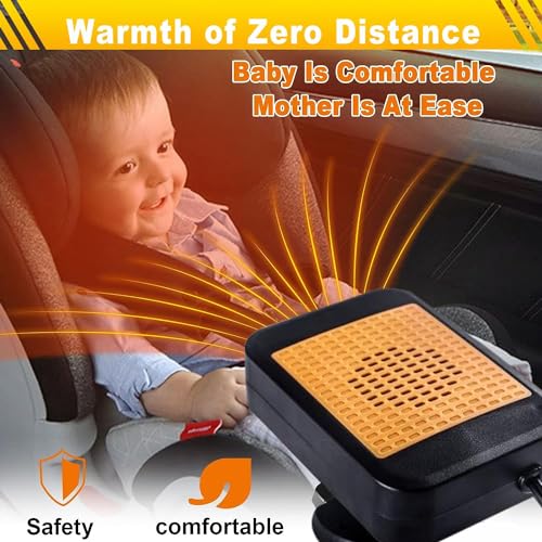 Portable Car Heater & Defroster, 12V Fan with 360° Rotation