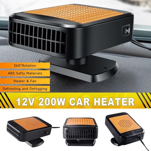 Portable Car Heater & Defroster, 12V Fan with 360° Rotation