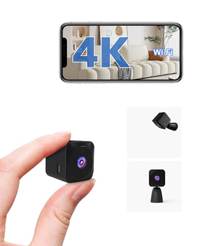 Mini 4K Indoor Security Camera, App Control, Motion Detection, Night Vision, WiFi, Rechargeable, Pet Camera - Home/Office Surveillance