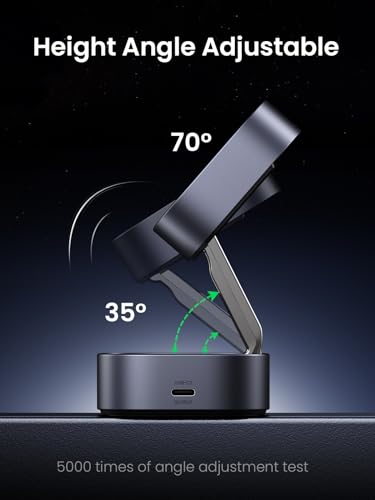 UGREEN MagFlow Wireless Charger Stand for iPhone & AirPods - Qi Certified, Magnetic Charging Station - Compatible with iPhone & AirPods