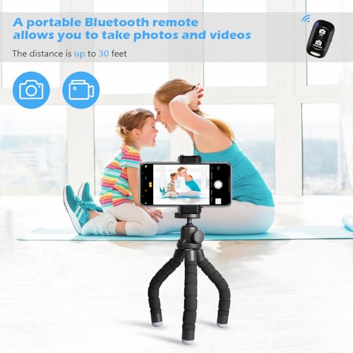 Ubeesize Portable Phone Tripod with Wireless Remote - Flexible Stand for Video Recording