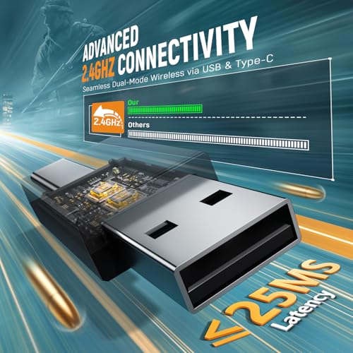 GamerTech Wireless Headset - PS5 PS4 PC Switch - 7.1 Surround Sound, 40H Battery, Noise-Cancelling Mic, RGB Lighting