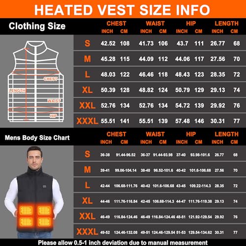 Baowenqier Men's Heated Gilet - 15 Heat Zones, 10000mAh Power Bank - Outdoor Ski, Hiking, Riding