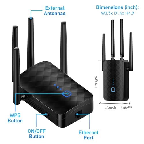 BoostPro WiFi Extender Amplifier, 1.2Gbps Speed, Ethernet, 10000 Sq.ft Coverage, 36 Devices, Dual Band 5.8GHz & 2.4GHz