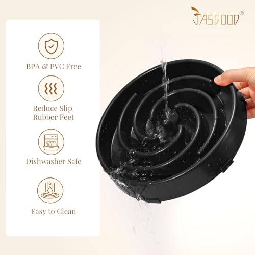 JASGOOD Slow Feeder Bowl for Large Dogs, Anti-Gulping Pet Food Dish, Prevents Choking & Bloat