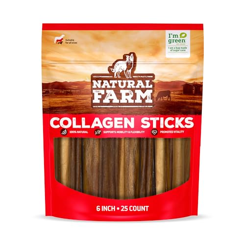 Natural Farm Dog Collagen Chews: Odor-Free Sticks, Rawhide Alternative - High Protein Dental Treats for Medium & Large Dogs