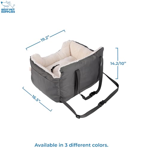 Pet Supplies Dog Booster Seat for Small & Medium Dogs, Plush Cushion, Secure Straps, Tall Pillow - Gray