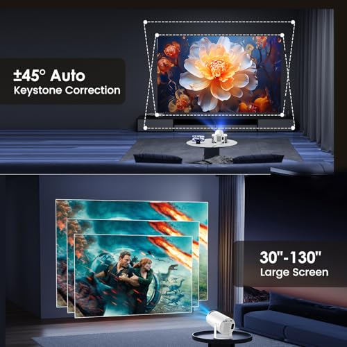 Mini Portable Projector 4K 1080P Support, WiFi Bluetooth Speaker