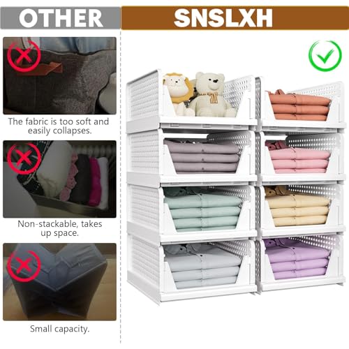 SNSLXH Stackable Closet Storage Basket Set - Versatile Organizer for Bathroom, Kitchen, Laundry - Space-Saving Clothes Drawer Organizer
