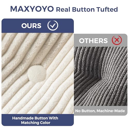 MAXYOYO Folding Sofa Bed Chair, Pillow Mattress, Back Support - Portable Comfy Lounge for Living Room Bedroom - Beige Single