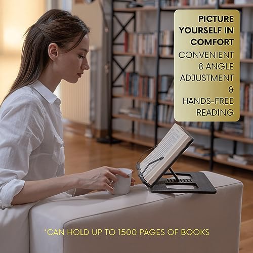 Wooden Book Stand for Reading & Cooking - Cookbook Holder Bed Stand