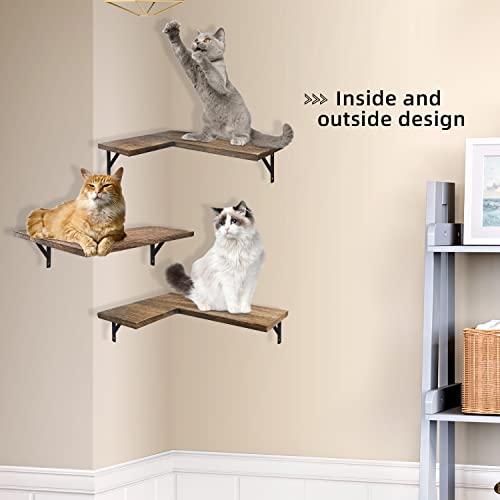 Mailesi Rustic Wooden Corner Shelves Set for Home Decor