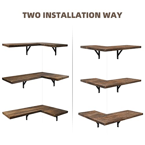 Mailesi Rustic Wooden Corner Shelves Set for Home Decor