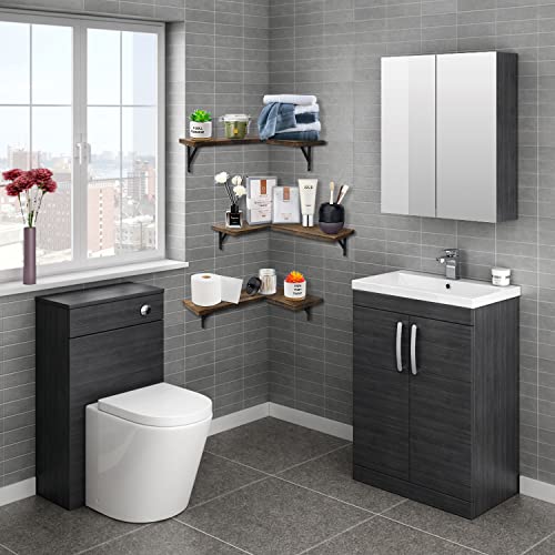 Mailesi Rustic Wooden Corner Shelves Set for Home Decor