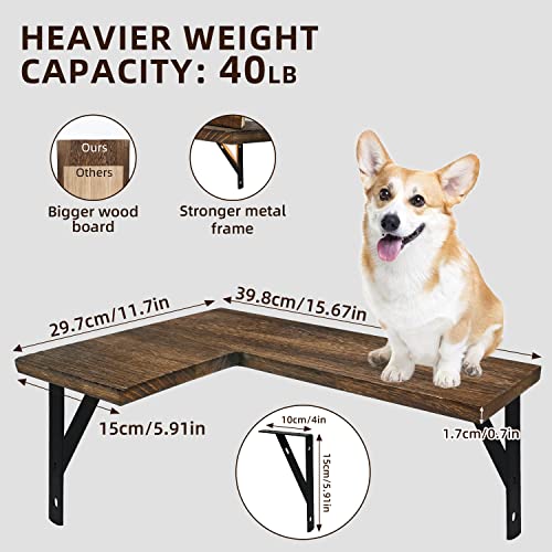 Mailesi Rustic Wooden Corner Shelves Set for Home Decor