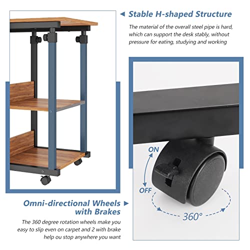 Dripex C-Shaped Side Table: Adjustable Laptop Table with Storage Shelves - Space-Saving Coffee Snack Table for Living Room